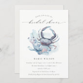 Pastel Crab Coral Nautical Bridal Shower Invite (Front/Back)