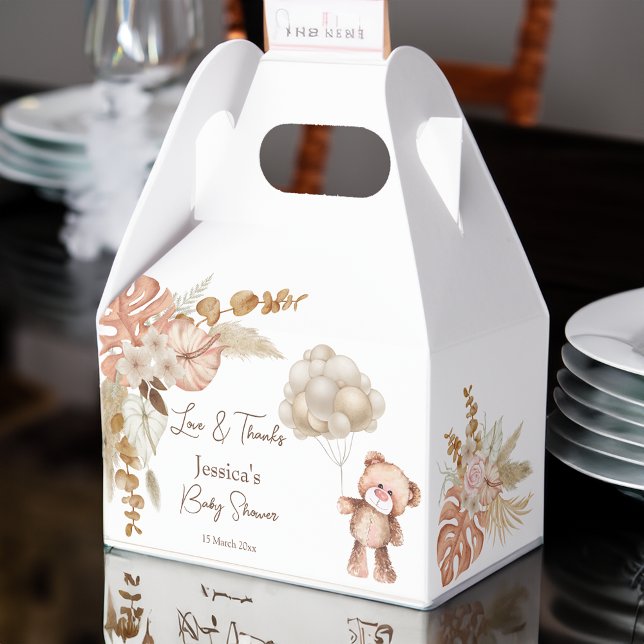 Pastel cream brown boho dried flowers baby shower  favor boxes (Pastel cream brown boho dried flowers baby shower favor boxes)