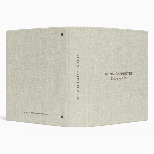 Pastel Cream Natural Linen Texture 3 Ring Binder (Background)