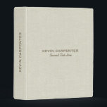 Pastel Cream Natural Linen Texture Mini Binder<br><div class="desc">Elegant pale cream linen texture print with customizable white text. Simple,  elegant,  organic look.</div>