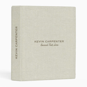 Pastel Cream Natural Linen Texture Mini Binder