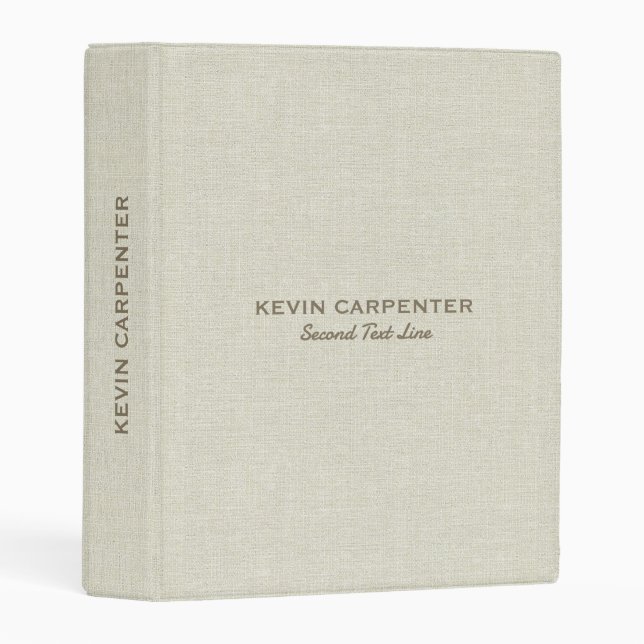 Pastel Cream Natural Linen Texture Mini Binder (Front/Spine)