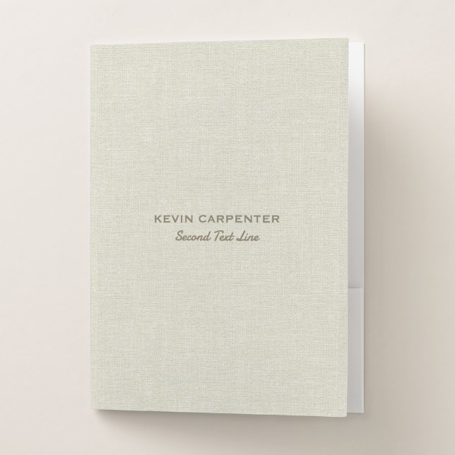 Pastel Cream Natural Linen Texture Pocket Folder (Front)
