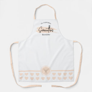 Pastel Cream Watercolor Name Bakery Chef Kitchen Apron