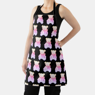 Pastel Creepy Cute Teddy Bear Seamless Pattern on  Apron