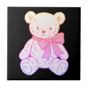 Pastel Creepy Cute Teddy Bear Seamless Pattern on Ceramic Tile