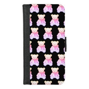 Pastel Creepy Cute Teddy Bear Seamless Pattern on iPhone 8/7 Wallet Case