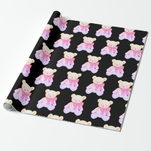 Pastel Creepy Cute Teddy Bear Seamless Pattern on Wrapping Paper