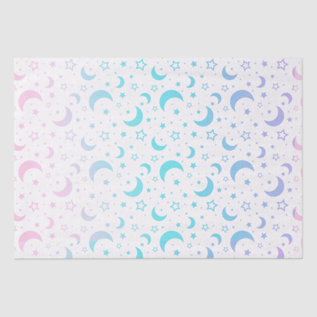 Pastel Crescent Moons and Stars Halloween Tissue Paper (Front)
