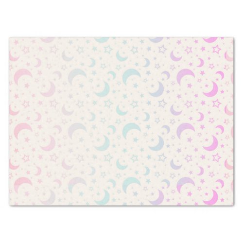 Pastel Crescent Moons and Stars Halloween Tissue Paper