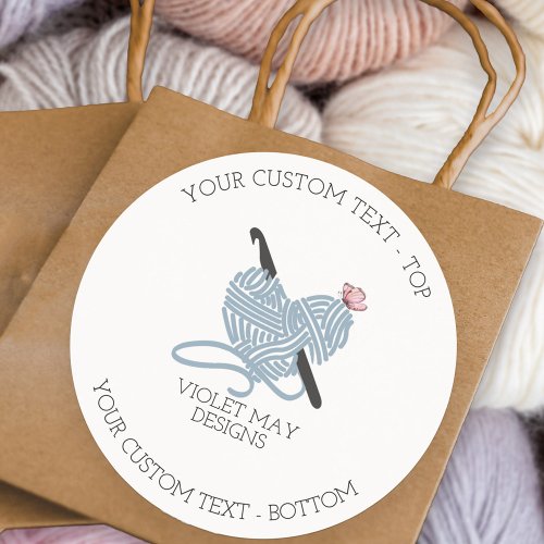 Pastel Crochet Hook and Yarn Multi Purpose Classic Round Sticker