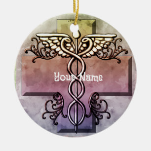 Pastel Cross Caduceus ornament