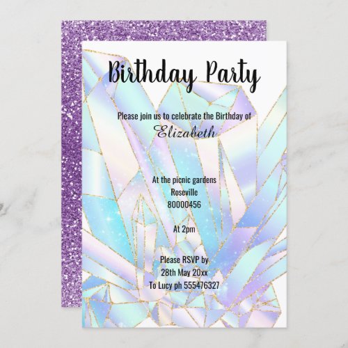 PASTEL CRYSTAL GLITTER BIRTHDAY INVITATION