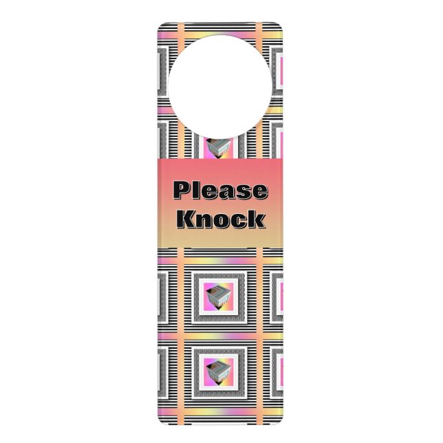 Pastel Cube With Stripes Repeat Door Hanger (Front)