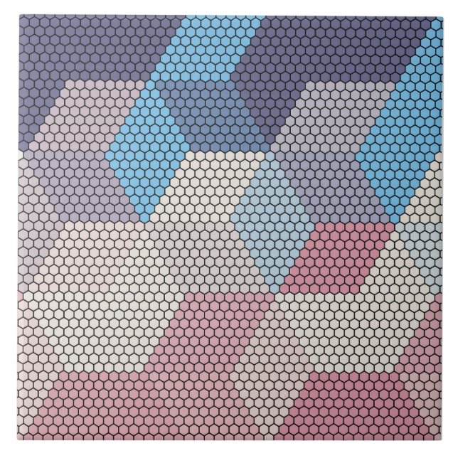 pastel cubes and hexagons pattern background ceramic tile (Front)