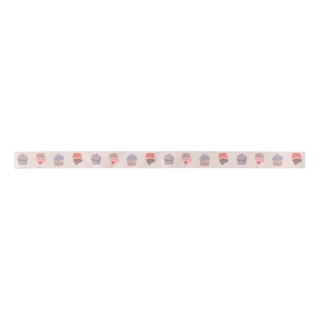 Pastel Cupcake Confetti Pattern Ribbon (Front)