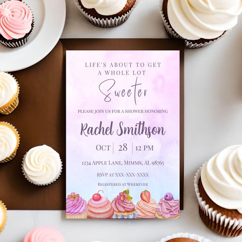 Pastel Cupcake Shower Invitation