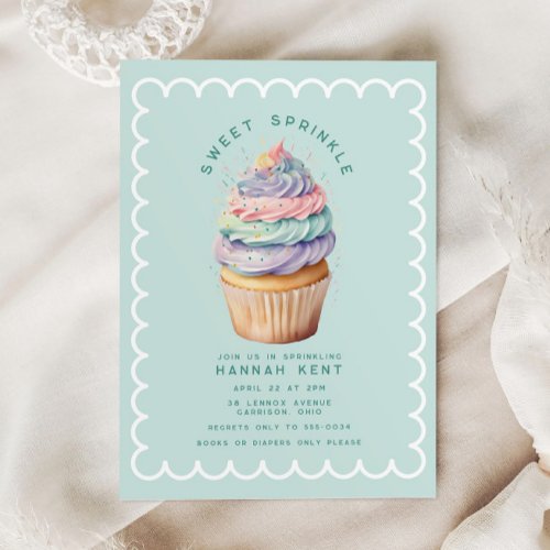 Pastel Cupcake Sweet Baby Shower Sprinkle Invitation