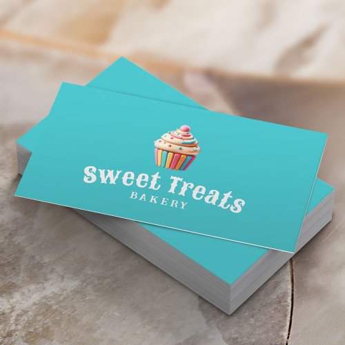 Pastel Cupcake Sweet Bakery  Pastry Turquoise Business Card