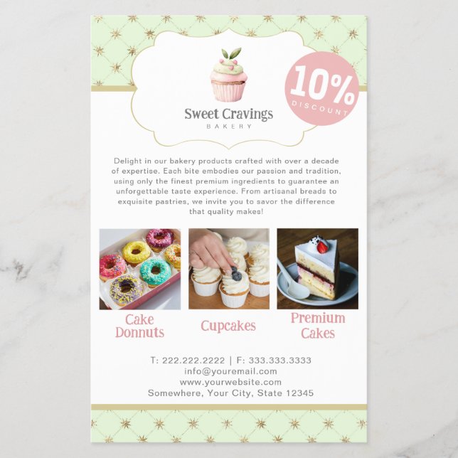 Pastel Cupcake Sweet Treats Bakery Discount Flyer (Front)