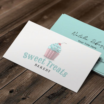 Pastel Cupcake Sweet Treats Bakery Mint Green Business Card by cardfactory at Zazzle