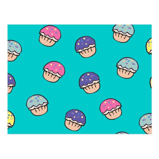 Pastel Cupcakes Pattern Postcard