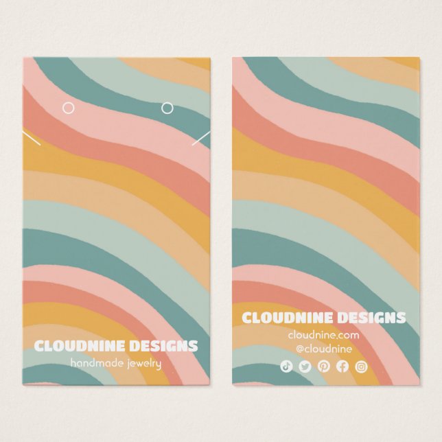 Pastel Curve Earring Necklace Jewelry Display Card (Front & Back)