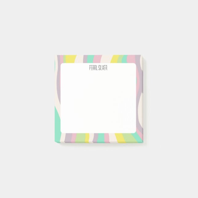 Pastel Curves CUSTOM Chic Monogram Personalized Post-it Notes (Front)