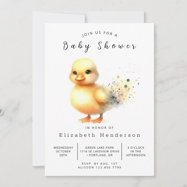  Pastel Custom Duck Baby Shower Invitation (Front)