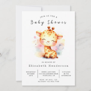 Pastel Custom Giraffe Baby Shower Invitation