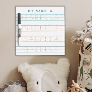 Pastel Custom Kids Name Tracing Writing Practice Dry Erase Board