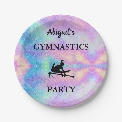 Pastel Custom Name Gymnastics Party Paper Plates