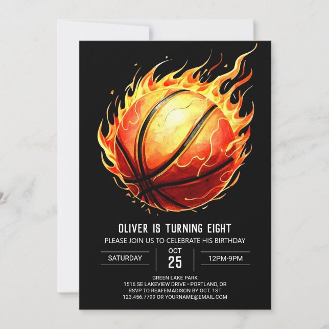 Pastel Custom Net Basketball Birthday Invitation (Front)