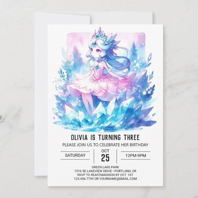Pastel Custom Princess Birthday Invitation (Front)