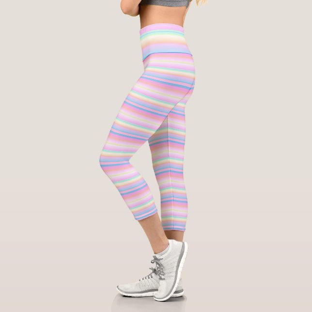 Pastel cute colors striped capri leggings (Left)