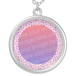 pastel cute cupcakes photo frame silver plated necklace