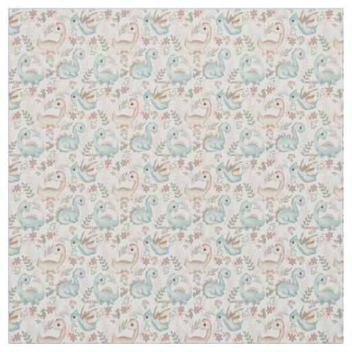 Pastel cute dinosaurs fabric