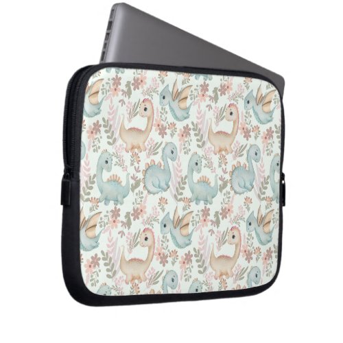 Pastel cute dinosaurs laptop sleeve