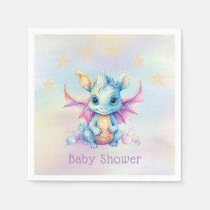 Pastel Cute Dragon Girl Baby Shower Napkins