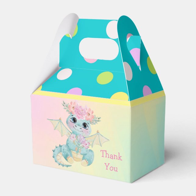 Pastel Cute Dragon Girl Birthday/Baby Shower Favor Boxes (Front Side)