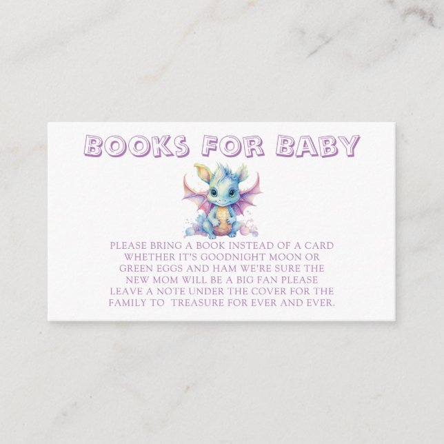 Pastel Cute Dragon Girl Books For Baby Enclosure Card (Front)