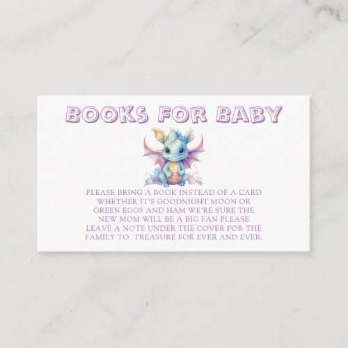 Pastel Cute Dragon Girl Books For Baby Enclosure Card