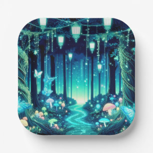 Pastel Cute Enchanted Forest Baby Shower Paper Plates