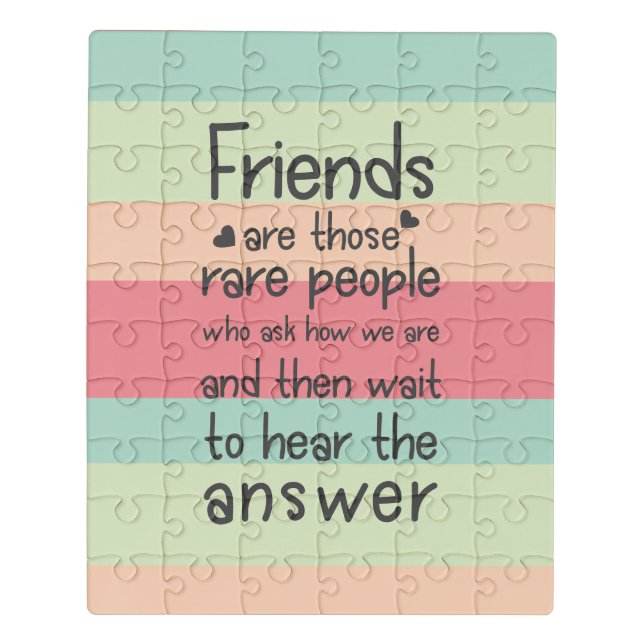 Pastel Cute Friends rare  Friendship Quote Stripes Jigsaw Puzzle (Puzzle Vertical)