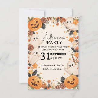 Pastel Cute Halloween Party Invitation – Editable 