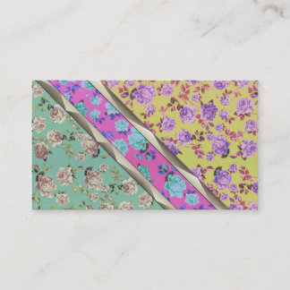 Pastel Cute Hipster Trendy Colorful Floral Stripes Business Card