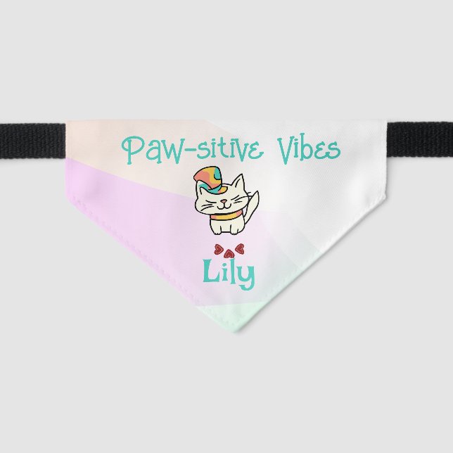 Pastel Cute Personalized Cat Bandana Pet Bandana Collar (Front)