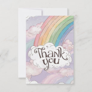 Pastel Cute Rainbow and Clouds Thank You Card