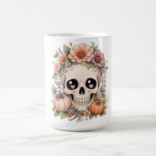 Pastel Cute Skull PNG Coquette Fall Flowers & Pu Coffee Mug