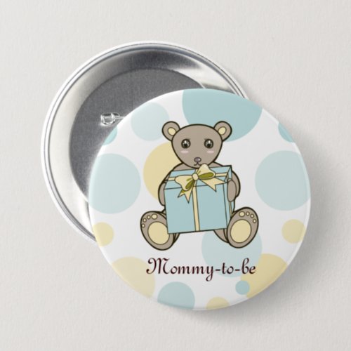 Pastel Cute Teddy Bear Baby Shower Mommy_to_be Button